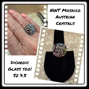 NWT Gorgeous Austrian Crystal / 925 Silver Size 7.5 ring from Mosaico